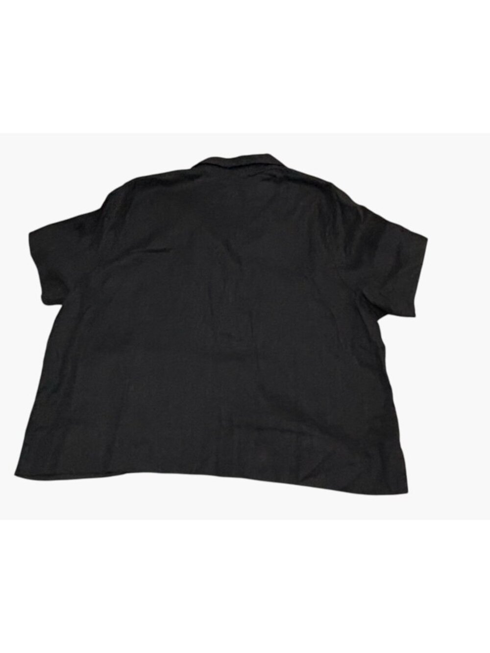 Quince Womens 100% Organic Linen Short Sleeve Shirt Black XL Button Down Boxy - Picture 3 of 5